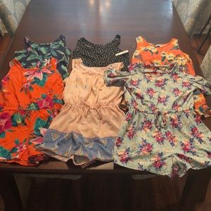 6 girls rompers - size 10/12 - one NWT - EUC